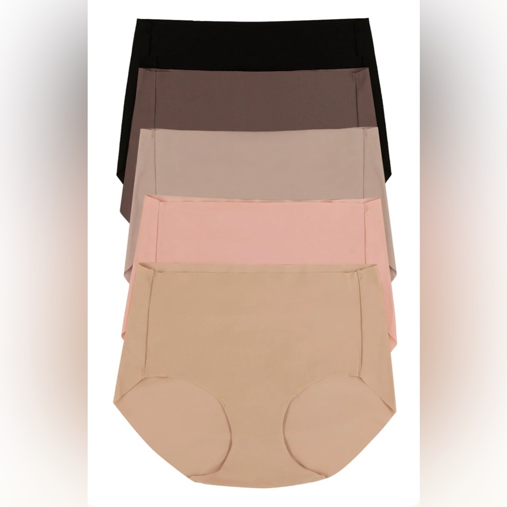 NWT 5 Pairs Felina Hint-of-Skin No-Show Briefs, Cafe Neutrals, Small